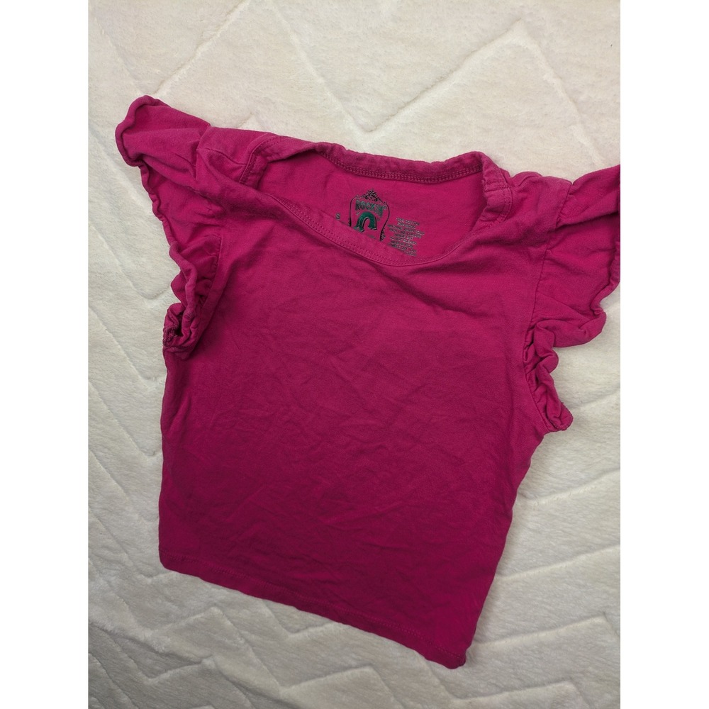 Rockin C Western Wear Girls Magenta Pink Flutter Ruffle Sleeve Cotton Top S